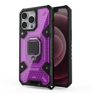 Space PC + TPU Bague Bague Cas de protection pour iPhone 13 Pro (Violet) SH102C1407-20