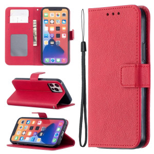 Texture longan Horizontale Flip PU Coque en cuir PU avec support et carte de portefeuille et cadre de portefeuille et photo pour iPhone 13 Pro Max (rouge) SH004A482-20