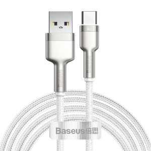 BaseUS CAKF000202 CAFEE Série 66W USB au câble de données en métal USB-C / TYPE-C, Longueur du câble: 2m (blanc) SB902B1595-20