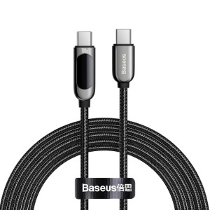 BASEUS CATSK-C01 100W USB-C / TYPE-C sur l'affichage USB-C / C / Cable de données de chargement rapide, Longueur du câble: 2M (Noir) SB801A792-20