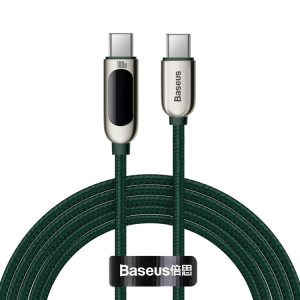 BASEUS CATSK-C06 100W USB-C / TYPE-C à l'affichage USB-C / TYPE-C Câble de chargement rapide, Longueur du câble: 2M (vert foncé) SB801B514-20