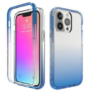 Changement progressif de la transparence élevée de la transparence châcheuse Changement progressif de Couleur de bonbons TPU TPU pour iPhone 13 (Bleu) SH402D1636-20