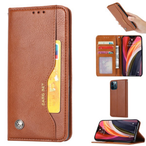 Pétrole Texture de la peau Texture horizontale Coque en cuir avec cadre photo et porte-cartes et portefeuille pour iPhone 13 Pro (Brown) SH603D1138-20
