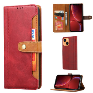 Texture de veau Double Pliage Fermoir Horizontal Flip Cuir Too avec cadre photo et porte-cartes et portefeuille pour iPhone 13 (rouge) SH801B890-20