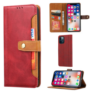 Calf Texture Double Pliage Fermoir Horizontal Flip Cuir Too avec cadre photo et porte-cartes et portefeuille pour iPhone 13 Pro (rouge) SH803B1449-20