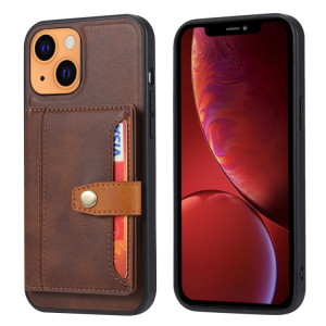 Couleur de couleur Calfskin Assortiment TPU + PU avec support et fente pour carte pour iPhone 13 (Brown) SH001C545-20