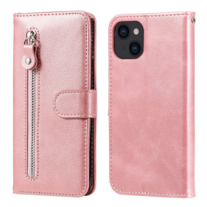 Texture de la mode Texture de mollet Zipper Horizontal Flip Coating avec Stand & Card Slots & Portefeuille Fonction pour iPhone 13 (Rose Gold) SH102B990-20