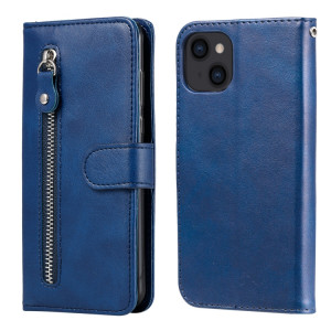 Mode Calf Texture Zipper Horizontal Flip Coatier Coffret avec Stand & Card Slots & Portefeuille Fonction pour iPhone 13 (Bleu) SH102D1638-20