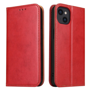 Fierre Shann Pu en cuir Texture Horizontal Flip Cuir Coffret avec porte-cartes et portefeuille pour iPhone 13 (rouge) SF802B971-20