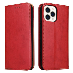 Fierre Shann Pu Cuir Texture Texture Horizontale Horizontal Toas Cuir Avec Support & Card Slots & Portefeuille pour iPhone 13 Pro (Rouge) SF803B1134-20