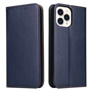 Fierre Shann Pu Cuir Texture Horizontal Flip Coating Coque avec porte-carte et portefeuille pour iPhone 13 PRO (Bleu) SF803C814-20