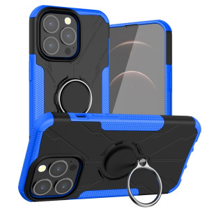 Armure Bear PC + Cas de protection TPU avec porte-bague pour iPhone 13 Pro (Bleu) SH903H1228-20