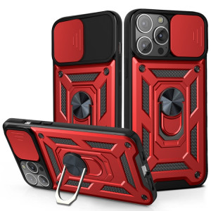 Cache de caméra coulissante design TPU + PC Cas de protection pour iPhone 13 Mini (rouge) SH901B245-20