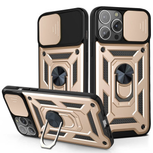 Cache de caméra coulissante design TPU + PC Cas de protection pour iPhone 13 Mini (or) SH901E751-20