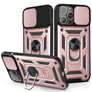 Cache de caméra coulissante Design TPU + PC Cas de protection pour iPhone 13 Pro (Rose Gold) SH903F1564-20