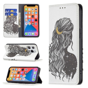 Motif de dessin coloré Invisible Horizontal Horizontal Flip PU Coque en cuir PU avec support & carte Slots & Portefeuille pour iPhone 13 mini (fille) SH201B911-20