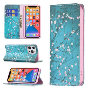 Modèle de dessin coloré Invisible Horizontal Horizontal Flip PU Coque en cuir PU avec porte-carte et portefeuille pour iPhone 13 (Blossom de prunes) SH202F298-20