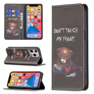 Motif de dessin coloré Invisible Horizontal Horizontal Flip PU Coque en cuir PU avec support & carte Slots & Portefeuille pour iPhone 13 (Bear) SH202I666-20