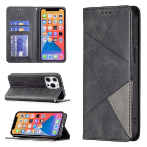 Rhombus Texture Horizontal Flip Housse en cuir magnétique avec support et emplacements de carte pour iPhone 13 mini (noir) SH301F326-20