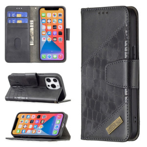 Pour iPhone 13 Correspondance Couleur Color Crocodile Texture Horizontal Flip PU Housse en cuir PU avec portefeuille et porte-cartes (noir) SH102A256-20