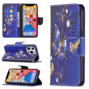 Modèle de dessin coloré Horizontal Flip Cuir Toot avec porte-cartes et portefeuille et portefeuille pour iPhone 13 (papillon violet) SH402F129-20