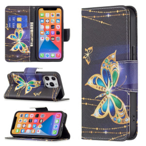 Motif de couleur Dessin Retournement horizontal Étui en cuir avec support et carte Machines à sous et porte-monnaie pour l'iPhone 13 Pro (Big Butterfly) SH403J1987-20