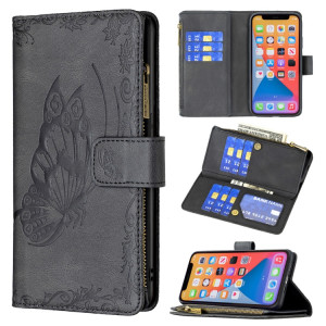 Flying Butterfly Modèle de gaufrage Zipper Horizontal Flip Cuir Toot avec porte-carte et portefeuille pour iPhone 13 PRO (Noir) SH003D655-20