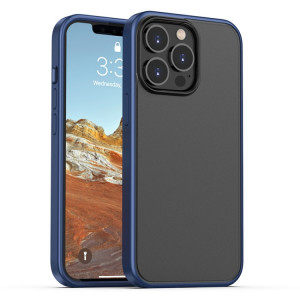 Sentez la peau dépoli PC + TPU Case antichoc avec bouton de couleur pour iPhone 13 Pro (Bleu) SH203B401-20