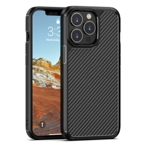 Pioneer Carbon Fibre Texture TPU TPU + PC pour iPhone 13 PRO (Noir) SH603A1473-20