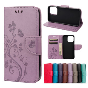 Coque horizontale en cuir à flip horizontal avec support et portefeuille pour iPhone 13 (Violet léger) SH803A799-20