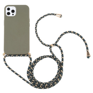 Matériau de paille de blé + TPU Case antichoc avec lanière à cou pour iPhone 13 Pro (vert foncé) SH103A1872-20