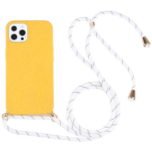 Matériau de paille de blé + TPU Case antichoc avec lanière à cou pour iPhone 13 Pro (Jaune) SH103C1284-20