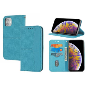 Texture tissée Couture Magnétique Horizontal Horizontal Boîtier en cuir PU avec support & carte Slots & Portefeuille et longe pour iPhone 13 (bleu) SH308C1439-20