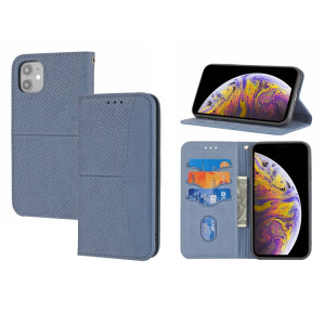 Texture tissée Couture Magnétique Horizontal Horizontal Boîtier en cuir PU avec porte-cartes et portefeuille et lanière pour iPhone 13 (gris) SH308D1246-20