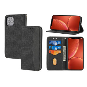 Témoignage tissé Couture Magnétique Horizontal Horizontal Boîtier en cuir PU avec porte-carte et portefeuille et portefeuille pour iPhone 13 Pro (Noir) SH309F1427-20