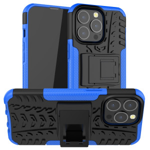 Texture de pneu TPU TPU + PC Cas de protection avec support pour iPhone 13 mini (bleu) SH201B459-20