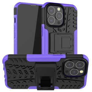 Texture de pneu TPU TPU + PC TPU + PC avec support pour iPhone 13 (violet) SH202C1898-20