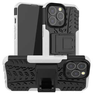 Texture de pneu TPU TPU + PC TPU + PC avec support pour iPhone 13 (Blanc) SH202E300-20