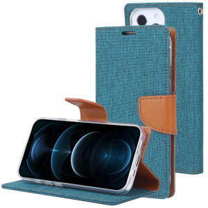 Diary Toile de Goosperie Texture Croix Texture Horizontale Horizontal Cuir Toot avec porte-cartes et portefeuille pour iPhone 13 Pro (Vert) SG403F759-20