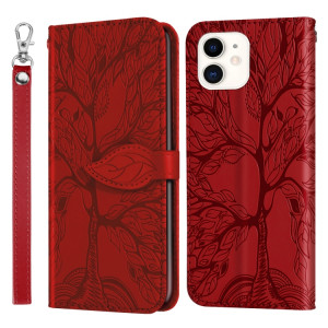 VIE D'ESCASSAGE D'ESCOSING PATCH Horizontal Flip Cuir Coffret avec support & carte Fente et portefeuille et cadre photo et longe pour iPhone 13 (rouge) SH602C1764-20