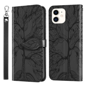 VIE D'ESCUSSION D'ESCOSSING HORIZONTAL ROCK CUIR Coffret avec support & carte Slot & Portefeuille et cadre photo et longe pour iPhone 13 (noir) SH602D1614-20