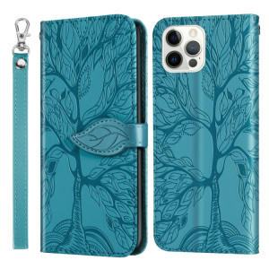 VIE D'ESCASSEMENT D'ESCOSSING HORIZONTAL ROCK CUIR Boîtier avec support & carte Fente & portefeuille et cadre photo et longe pour iPhone 13 PRO (Lac Bleu) SH603B338-20