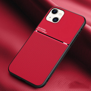 Cas d'inclinaison magnétique classique à grains de grains PC + TPU pour iPhone 13 (rouge) SH002B1906-20