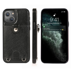 Cuir PU sous anti-PU + étui de protection TPU avec emplacement de carte et longe pour iPhone 13 Pro (Noir) SH503E1449-20