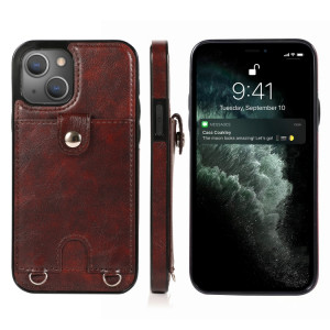 Cuir PU antichoc + étui de protection TPU avec emplacement de carte et lanière pour iPhone 13 Pro (Brown) SH503F1440-20