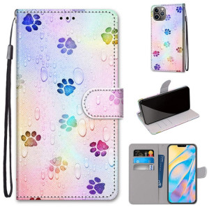 Dessin coloré Texture Croix Texture Horizontale Étui en cuir PU avec support & carte Slots & Portefeuille et longe pour iPhone 13 Pro (gouttes d'eau de l'empreinte) SH003D1080-20