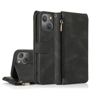 Sac à la peau Crazy Horse Texture Zipper Portefeuille Sac à portefeuille Horizontal Horizontal Flip Coating avec porte-carte Slots & Portefeuille et longe pour iPhone 13 PRO (Noir) SH503B882-20