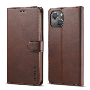 LC.IMEEKE CALF Texture Horizontale Horizontal Toam Coating avec porte-cartes et portefeuille pour iPhone 13 (Brown) SL702A459-20