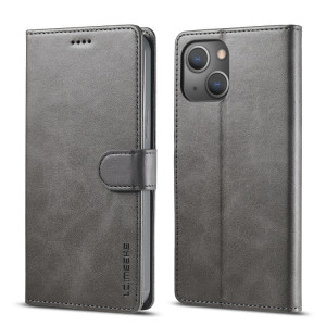 LC.Meeke Calf Texture Horizontal Horizontal Toam Coating avec porte-cartes et portefeuille pour iPhone 13 (gris) SL702E1753-20