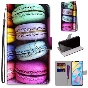 Dessin coloré Texture Texture horizontale Étui en cuir PU avec support & carte Slots & Portefeuille et longe pour iPhone 13 Pro (gâteaux colorés) SH803S733-20